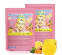 Lot de 80 tampons nettoyants à l'acide kojique et au curcuma, à l'acide kojique et au curcuma avec vitamine B5, vitamine C et curcuma, tampons nettoyants pour le visage