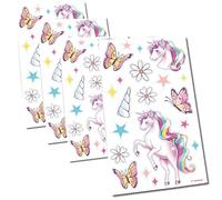Lot de 80 tatouages « Licorne Dreams » pour enfants - Amusant pour anniversaire d'enfant et fête à thème licorne - Facile à retirer - 4 feuilles de tatouage de 10 x 20 cm chacune - Pour fille