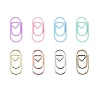 Lot de 80 trombones colorés en forme de petit cœur en métal de 20 mm pour documents, documents, photos, cartes, organisations, pinces en forme de cœur