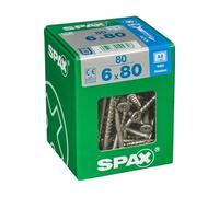 SPAX Vis en acier inoxydable, 6 x 80 mm, 80 unités, Filetage partiel, Tête fraisée, T-STAR plus T30, 4CUT, Acier inoxydable A2 - 4197000600806