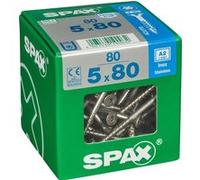 Lot de 80 vis inox tête fraisée torx SPAX, Diam.5 mm x L.80 mm Inox G