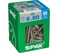SPAX Vis en acier inoxydable, 6 x 80 mm, 80 unités, Filetage partiel, Tête fraisée, T-STAR plus T30, 4CUT, Acier inoxydable A2 - 4197000600806