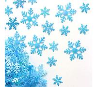 Lot de 800 confettis de Noël en forme de flocons de neige pour Noël, mariage, anniversaire, vacances, décoration de table, couleur bleue avec finition irisée