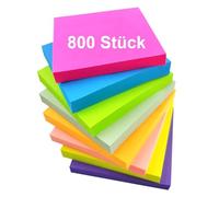 Lot de 800 notes autocollantes multicolores - 8 x 100 feuilles - Notes autocollantes pour marquer et mettre en valeur les pages, la liste de contrôle ou les tâches à faire, l'école (7,6 x 7,6 cm, 8