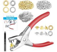 Lot de 803 pinces à œillets en métal de 6 mm avec rondelles en or et argent - Outil de presse à main pour cuir, ceinture, chaussures, travaux manuels
