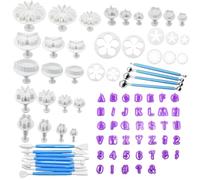 Lot de 81 outils pour fondant, découpe lettres, fleurs, pâte à sucre, pâte à sucre, outil de modelage, outils de décoration de gâteaux pour bricolage, biscuits, gâteaux