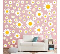 Lot de 82 autocollants double face pour fenêtre avec motif marguerite blanche, pour décoration printanière sur verre et surfaces lisses, matériau PVC réutilisable sans colle nécessaire