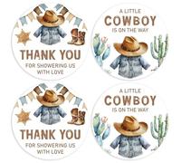 Lot de 84 autocollants « Thank You for Celebrating with Us » pour fête prénatale « A Little Cowboy is On The Way » - 5,1 cm