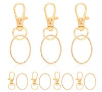 Lot de 84 Mousqueton Anneau Porte Clef Métal Anneaux, Attache Porte Clé, Fermoir Mousqueton, Pivotant Keychain, Crochet Porte Clef pour Bijoux Gadget DIY Décoratio(Or)