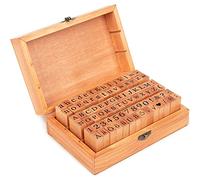 Lot de 84 tampons de l'alphabet - En bois allemand - Vintage - Lettres de l'alphabet - Avec boîte de rangement - Pour art, artisanat