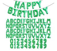 Lot de 85 ballons verts en forme de lettre et de chiffres de A à Z de 0 à 9 - 40,6 cm - Avec 2 ensembles de lettres de l'alphabet de A à Z de 0 à 9 - À suspendre - Pour remise de diplôme, réveillon du