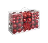 Lot de 86 décorations de Noël rouges Surface mate brillante ou pailletée rouge