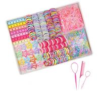 Lot de 875 élastiques à cheveux fins en caoutchouc avec pinces à pression, peigne à queue et cure-cheveux, parfaits pour les filles, les enfants et la coiffure fine (3 pics à cheveux inclus)