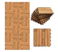 Lot de 88 dalles en bois d'acacia pour balcon et terrasse - 30 x 30 cm - Avec système de drainage - 6 lattes (8 m²) - Revêtement de sol d'extérieur résistant aux intempéries - Facile à poser