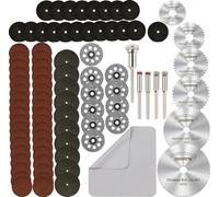 Lot de 88 disques de scie circulaire HSS pour bois, verre, plastique, métal, pierre, avec mandrins pour outil rotatif Dremel