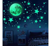 Lot de 893 autocollants muraux phosphorescents pour chambre d'enfant Motif lune et étoiles