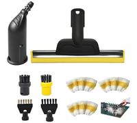 Lot de 9 accessoires de rechange pour nettoyeur vapeur Kärcher SC2/SC3/SC4/SC5/CTK10/CTK20, 1 buse de fenêtre, 1 buse, 2 brosses rondes, 2 brosses plates, 3 chiffons en microfibre