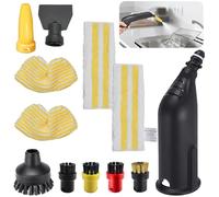 Lot de 9 accessoires pour nettoyeur vapeur Kärcher SC1 SC2 SC3 SC4 SC5, brosse ronde, brosse plate, buse incurvée, brosse à vapeur manuelle, housse de chiffon de nettoyage pour nettoyeur vapeur