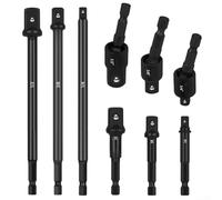 Lot de 9 adaptateurs de douille pour douilles de 1/4", 3/8" et 1/2" - Barre d'extension en acier avec verrou à ressort à bille - Compatible avec