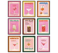 Lot de 9 affiches murales rétro colorées à l'alcool pour décoration de fête, appartement, dortoir, bar, sans cadre