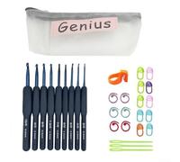 Lot de 9 aiguilles à tricoter ergonomiques en acier inoxydable de 2 à 6 mm, poignée confortable pour l'arthrite, écharpe, pull, artisanat avec étui de rangement (costume vert tibétain avec boîte à