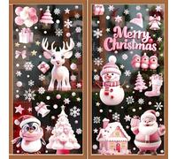 Lot de 9 autocollants de Noël pour fenêtre avec Père Noël, flocons de neige, arbres, pingouins et rennes pour une application facile et une présentation festive