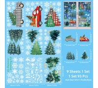 Lot de 9 autocollants de Noël pour fenêtre avec technologie électrostatique pour décoration saisonnière facile des maisons, cafés, restaurants et lieux commerciaux (D)