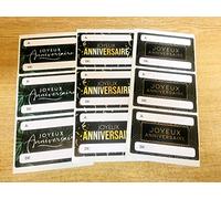 Lot de 9 autocollants de vœux Joyeux Bon Anniversaire Français Anniversaire - Étiquettes de cadeau et enveloppes - Loisirs créatifs et décoration
