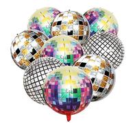 Lot de 9 ballons à l'hélium boules à facettes et disco 4D 55 cm, ballons d'anniversaire colorés pour fête à thème, anniversaire ou remise de diplôme