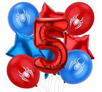 Lot de 9 Ballons d'Anniversaire Araignée, Ballons en Forme d'Araignée, Ballons en Forme de Pentagramme pour Fête d'Anniversaire d'Enfants Décoration de Fête d'Halloween (Numéro 5)