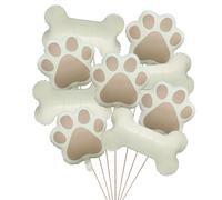 Lot de 9 ballons de fête pour chien comprenant 5 ballons en mylar en forme de patte grise, 4 pièces en forme d'os pour fête prénatale, anniversaire d'enfants, animaux domestiques, décorations de fête