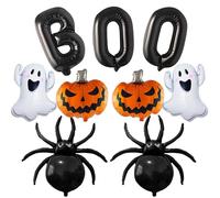 Lot de 9 ballons noirs pour Halloween, fantôme, noir, araignée, orange, citrouille, ballons en aluminium pour décorations de fête d'Halloween