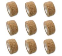 Lot de 9 bandages pour les doigts | Bandage en plâtre | Enduit sans colle - en COULEURS DE LA PEAU - 2.5cm x 4.5m - élastique, hydrofuge, cohésive