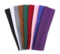 Lot de 9 bandeaux antidérapants et élastiques pour cheveux de femme, tendance en coton extensible pour le sport, le maquillage, la gym, la course, le yoga, l'entraînement (9 couleurs-C)