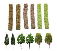 Lot de 9 bandes d'arbustes miniatures et 6 pièces miniatures pour scénario de diorama ferroviaire à l'échelle HO