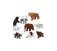 Lot de 9 blocs de construction d'animaux de la ville, figurines Zoon, modèle de mammouth, dents de sabre,