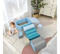 Lot de 9 blocs de construction en mousse avec piscine à balles et toboggan - Cadre d'escalade d'intérieur avec piscine à balles, cubes de motricité imperméables et blocs souples à partir de 1 an