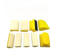 Lot de 9 blocs de ponçage à la main en mousse profilés pour réparation de bois, voiture, meubles, polissage et ébavurage - Jaune et blanc