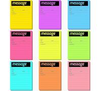Lot de 9 blocs-notes adhésifs fluorescents pour messages téléphoniques - 10,2 x 12,7 cm - 50 feuilles de blocs autocollants pour appels urgents (essentiels de bureau)