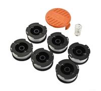 Lot de 9 bobines de fil pour débroussailleuse Black & Decker de 14 m avec capuchon hélicoïdal et ressort en ABS et nylon polyamide (6 bobines de fil + 1 capuchon de bobine + 1 ressort)