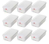 Lot de 9 boîtes de conservation GN GN1/3 avec couvercle, 325 x 176 x 100 mm, 4 litres.