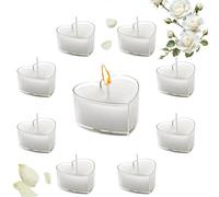 Lot de 9 bougies chauffe-plat romantiques en forme de cœur - Blanc - Sans parfum - Décoration de Saint-Valentin - Convient pour les fêtes de Noël, les mariages, les confessions, le Nouvel An, la