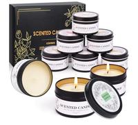 Lot de 9 bougies parfumées - Petits cadeaux de Noël pour femmes et hommes - Cire de soja - Aromathérapie - Bougies parfumées dans un verre - Cadeaux de Noël