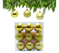 Lot de 9 Boule de Noel Doré pour Sapin de Noël Ø 6cm, Boules de Noel en Plastique, Decoration Noël Sapin avec Cordon de Suspension, pour Décoration de Fête Mariage Anniversaire