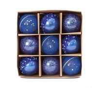 Lot de 9 boules de Noël à suspendre en plastique pour décoration saisonnière de maisons, bureaux et lieux de fête (bleu)