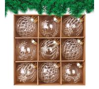 Lot de 9 boules de Noël anti-rupture | Lot de boules de Noël - PET transparent 8 cm Peint pour anniversaire Thanksgiving hiver