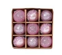 Lot de 9 boules de Noël colorées en plastique à suspendre pour sapin de Noël, or, rouge, blanc, bleu, vert, rose (rose)