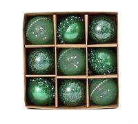 Lot de 9 boules de Noël de 8 cm, décorations de sapin vives pour célébrations et décorations festives (vert)