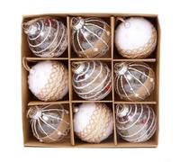 Lot de 9 boules de Noël de 8 cm pour décoration de sapin festif, cérémonie de mariage, fête, maison à suspendre (style 4)