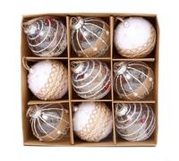 Lot de 9 boules de Noël de 8 cm pour décorations de sapin de vacances, cérémonie de mariage et décoration de fête à suspendre (style 4)